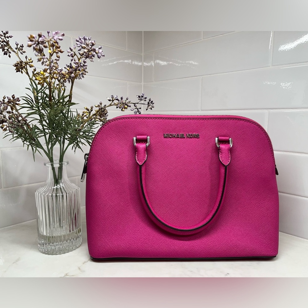 Michael Kors Cindy Med Dome Saffiano Leather Satchel